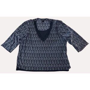 Lane Bryant womens plus size 18/20 blouse 3/4 sleeve v -neck lace